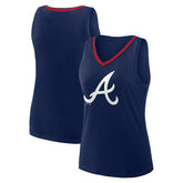 Atlanta Braves Women's Plus Sized Stellar Win V-Neck Tank Top Navy
