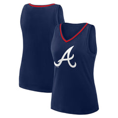 Atlanta Braves Women's Plus Sized Stellar Win V-Neck Tank Top Navy