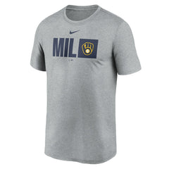 Milwaukee Brewers Tricode Legend Performance T-Shirt Heather Gray