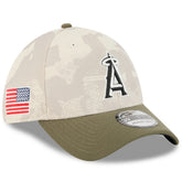 Los Angeles Angels 2025 Armed Forces Day 39THIRTY Flex Hat Light Beige/Olive