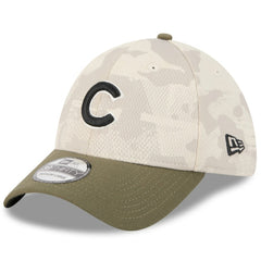 Chicago Cubs 2025 Armed Forces Day 39THIRTY Flex Hat Light Beige/Olive