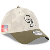 Colorado Rockies 2025 Armed Forces Day 39THIRTY Flex Hat Light Beige/Olive