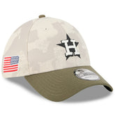 Houston Astros 2025 Armed Forces Day 39THIRTY Flex Hat Light Beige/Olive