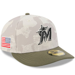 Miami Marlins 2025 Armed Forces Day 59FIFTY Fitted Hat Light Beige/Olive