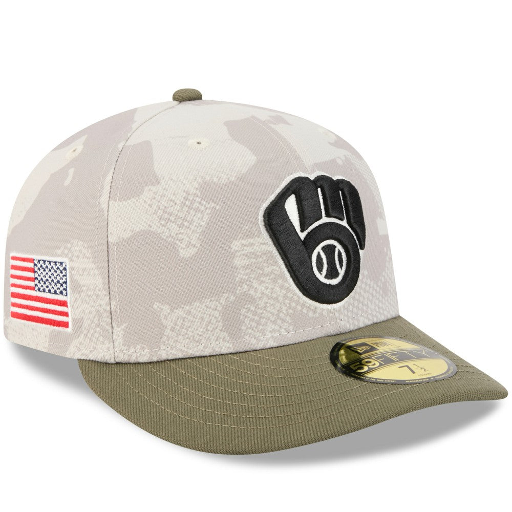 Milwaukee Brewers 2025 Armed Forces Day 59FIFTY Fitted Hat Light Beige/Olive