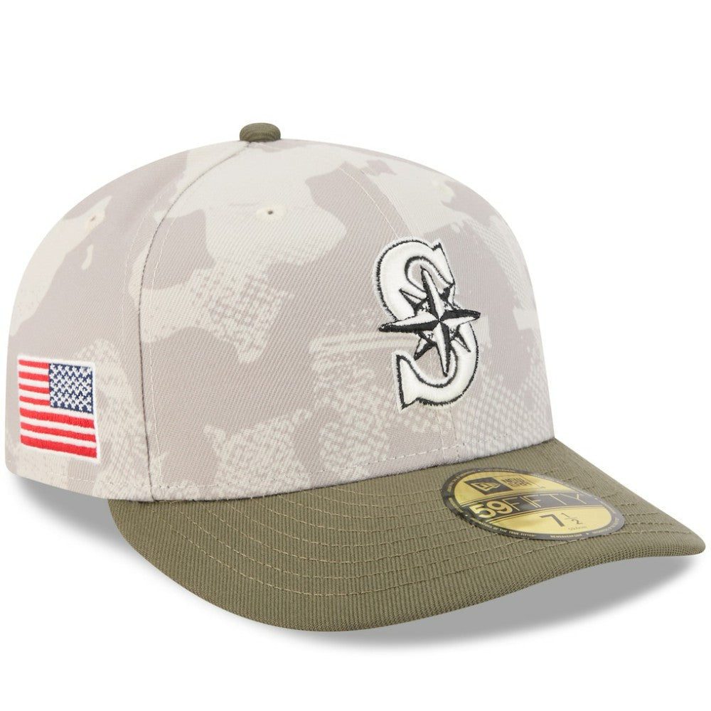 Seattle Mariners 2025 Armed Forces Day 59FIFTY Fitted Hat Light Beige/Olive