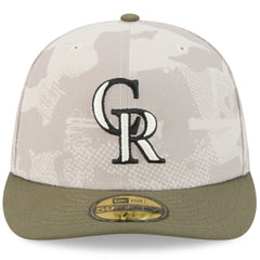 Colorado Rockies 2025 Armed Forces Day 59FIFTY Fitted Hat Light Beige/Olive