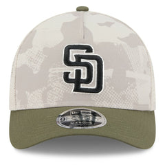 San Diego Padres 2025 Armed Forces Day 9FORTY M-Crown A-Frame Adjustable Hat Light Beige/Olive
