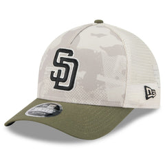 San Diego Padres 2025 Armed Forces Day 9FORTY M-Crown A-Frame Adjustable Hat Light Beige/Olive