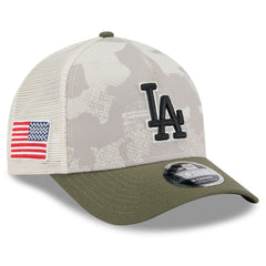 Los Angeles Dodgers 2025 Armed Forces Day 9FORTY M-Crown A-Frame Adjustable Hat Light Beige/Olive