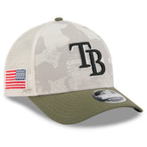 Tampa Bay Rays 2025 Armed Forces Day 9FORTY M-Crown A-Frame Adjustable Hat Light Beige/Olive