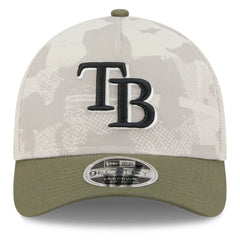 Tampa Bay Rays 2025 Armed Forces Day 9FORTY M-Crown A-Frame Adjustable Hat Light Beige/Olive