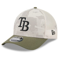 Tampa Bay Rays 2025 Armed Forces Day 9FORTY M-Crown A-Frame Adjustable Hat Light Beige/Olive
