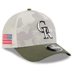 Colorado Rockies 2025 Armed Forces Day 9FORTY M-Crown A-Frame Adjustable Hat Light Beige/Olive