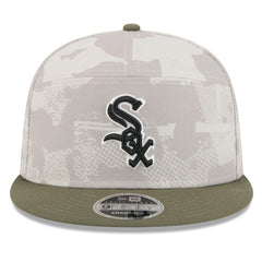 Chicago White Sox 2025 Armed Forces Day Split Panel 9FIFTY Snapback Hat Light Beige/Olive