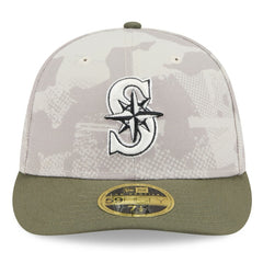 Seattle Mariners 2025 Armed Forces Day Low Profile 59FIFTY Fitted Hat Light Beige/Olive