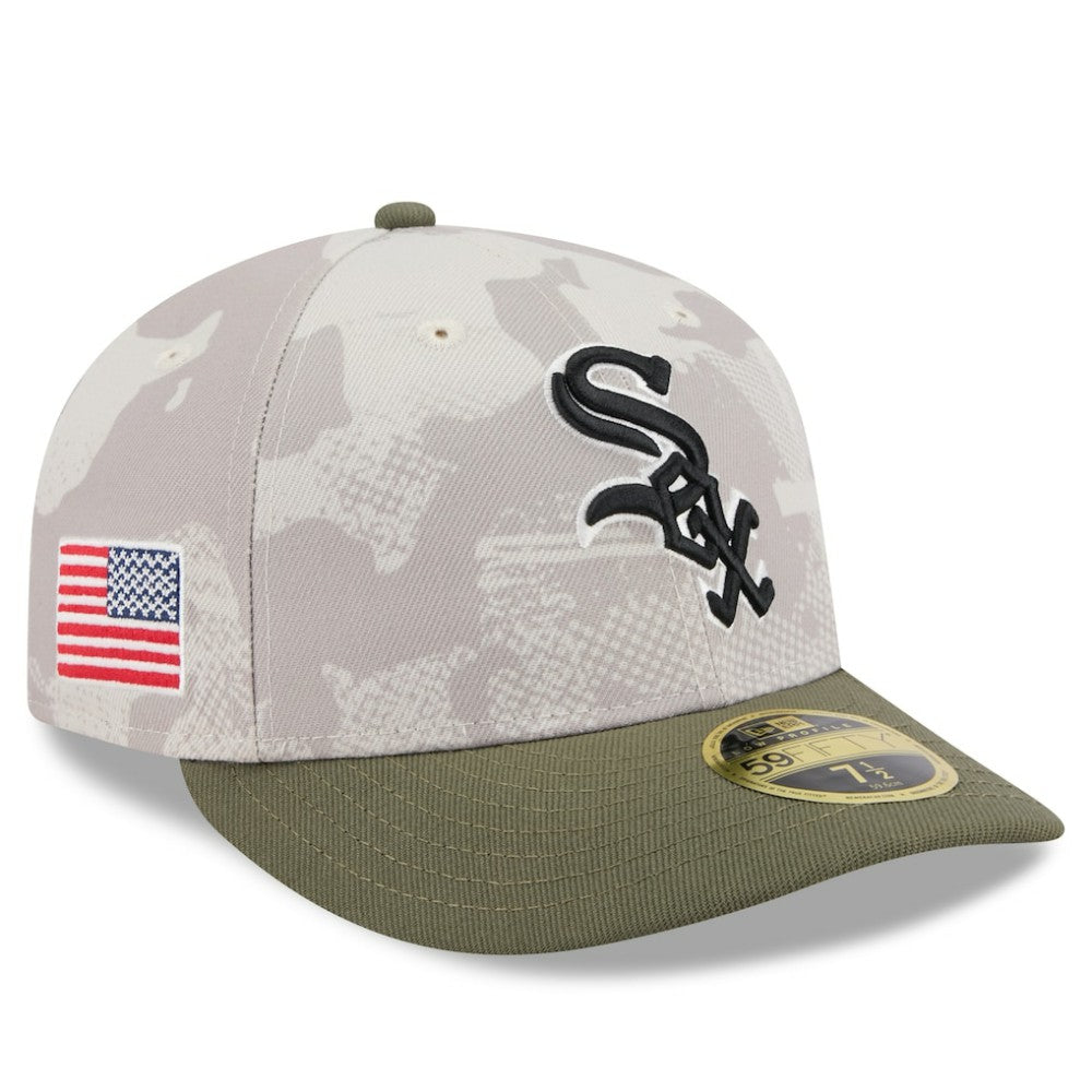 Chicago White Sox 2025 Armed Forces Day Low Profile 59FIFTY Fitted Hat Light Beige/Olive