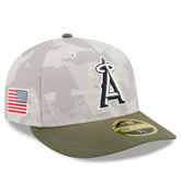 Los Angeles Angels 2025 Armed Forces Day Low Profile 59FIFTY Fitted Hat Light Beige/Olive