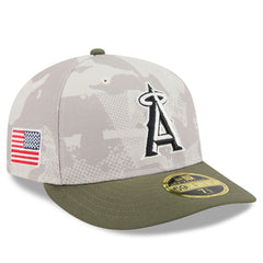 Los Angeles Angels 2025 Armed Forces Day Low Profile 59FIFTY Fitted Hat Light Beige/Olive