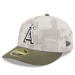 Los Angeles Angels 2025 Armed Forces Day Low Profile 59FIFTY Fitted Hat Light Beige/Olive