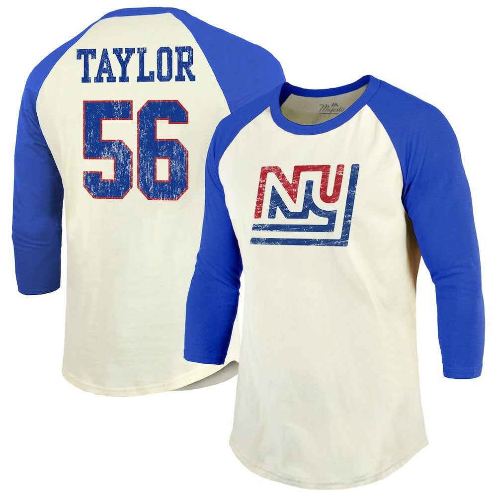 Lawrence Taylor New York Giants Majestic Threads Retired Player Name & Number 3/4 Raglan Sleeve T-Shirt - Cream/Red discount