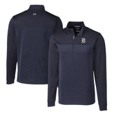 Detroit Tigers Cutter & Buck Big & Tall Traverse Stripe Stretch DryTec Quarter-Zip Top Navy