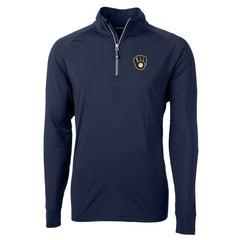 Milwaukee Brewers Cutter & Buck Big & Tall Adapt Eco Knit Stretch Recycled Raglan DryTec Quarter-Zip Top Navy