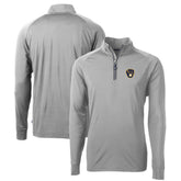 Milwaukee Brewers Cutter & Buck Big & Tall Adapt Eco Knit Stretch Recycled Quarter-Zip Pullover Top Gray