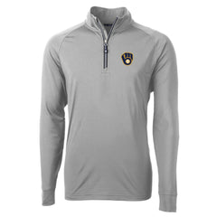 Milwaukee Brewers Cutter & Buck Big & Tall Adapt Eco Knit Stretch Recycled Quarter-Zip Pullover Top Gray