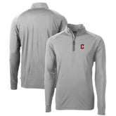 Cleveland Guardians Cutter & Buck Big & Tall Adapt Eco Knit Stretch Recycled Raglan DryTec Quarter-Zip Top Gray