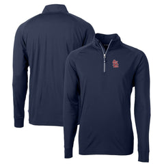 St. Louis Cardinals Cutter & Buck Big & Tall Adapt Eco Knit Stretch Recycled Quarter-Zip Pullover Top Navy