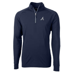 Atlanta Braves Cutter & Buck Big & Tall Adapt Eco Knit Stretch Recycled Quarter-Zip Pullover Top Navy