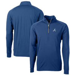 Atlanta Braves Cutter & Buck Big & Tall Adapt Eco Knit Stretch Recycled Quarter-Zip Pullover Top Blue
