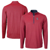 St. Louis Cardinals Cutter & Buck Big & Tall Virtue Eco Pique Micro Stripe Quarter-Zip Jacket Red