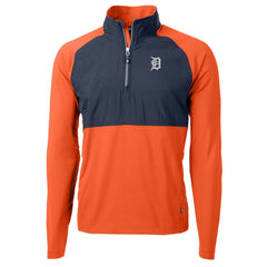 Detroit Tigers Cutter & Buck Adapt Eco Knit Hybrid Recycled Quarter-Zip Jacket Orange
