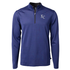 Kansas City Royals Cutter & Buck Virtue Eco Pique Micro Stripe Recycled Quarter-Zip Pullover Top Royal
