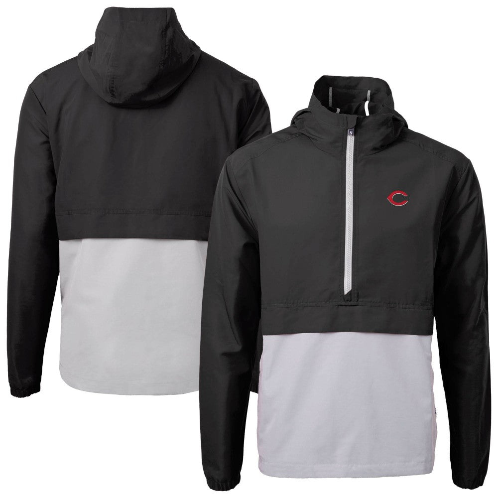 Cincinnati Reds Cutter & Buck Charter Eco Recycled Half-Zip Anorak Jacket Black