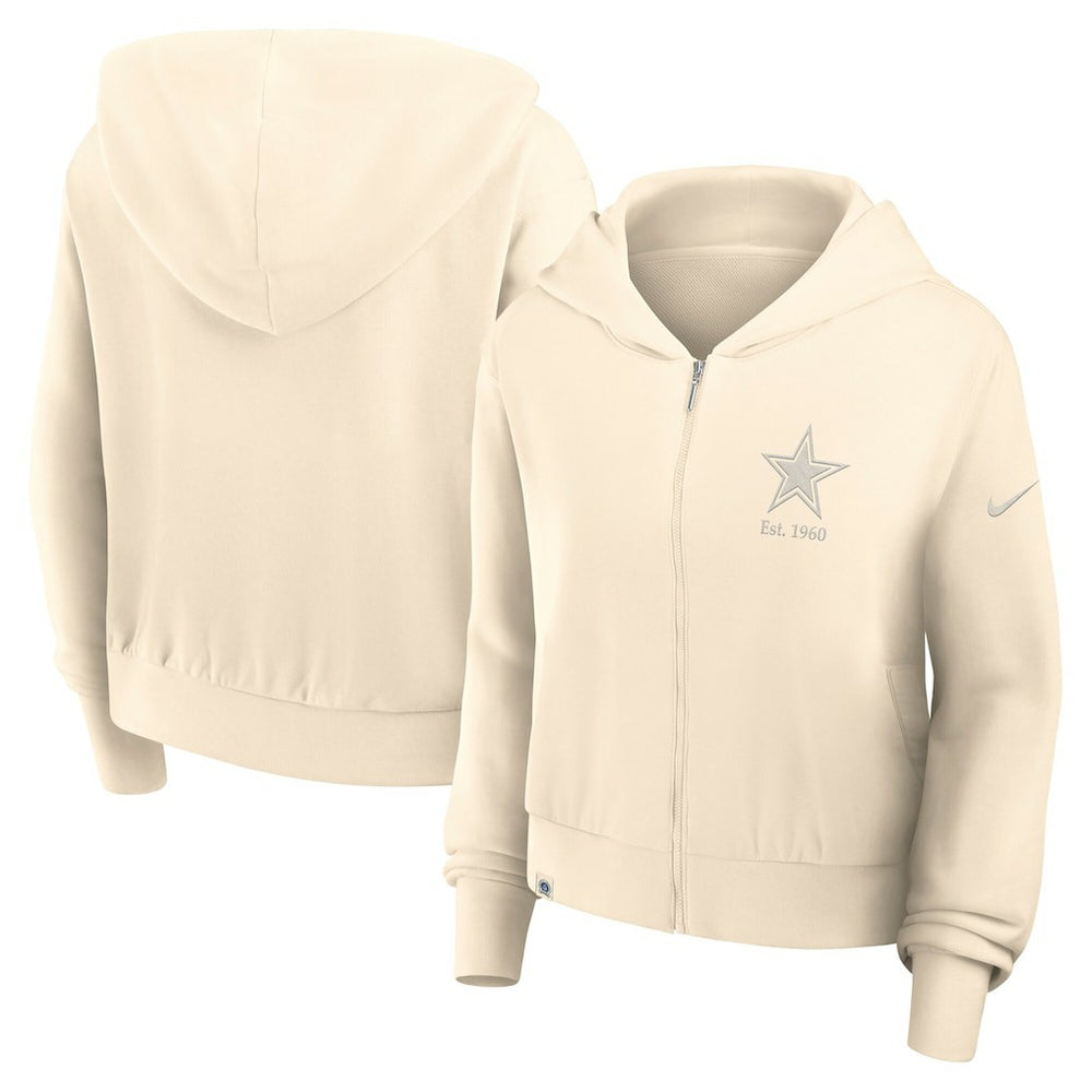 Dallas Cowboys Women's Glory Cropped Full-Zip Hoodie - Cream outlet