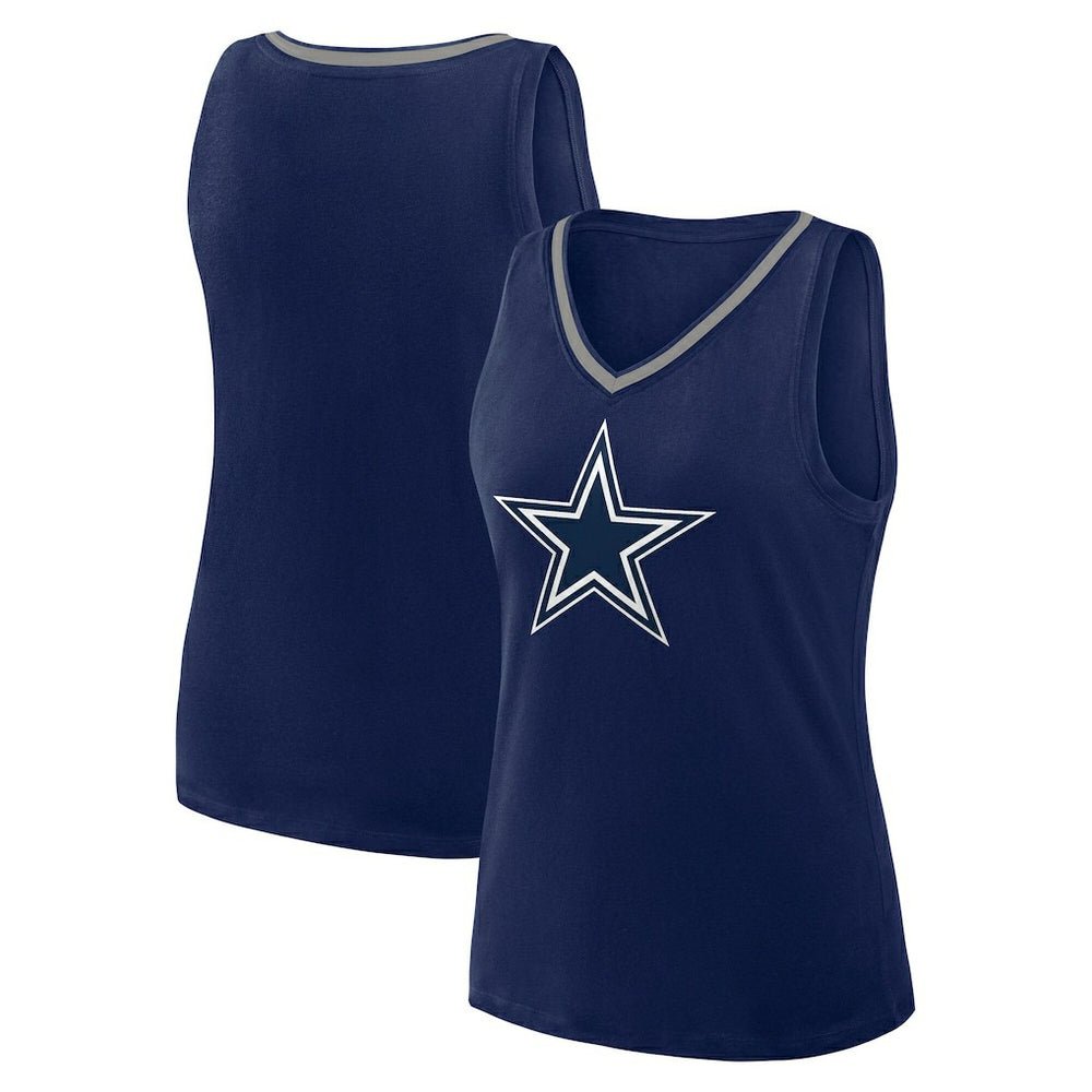 Dallas Cowboys Logo Athletic Women's Stellar Win V-Neck Tank Top - Navy cheap