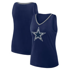 Dallas Cowboys Logo Athletic Women's Stellar Win V-Neck Tank Top - Navy cheap