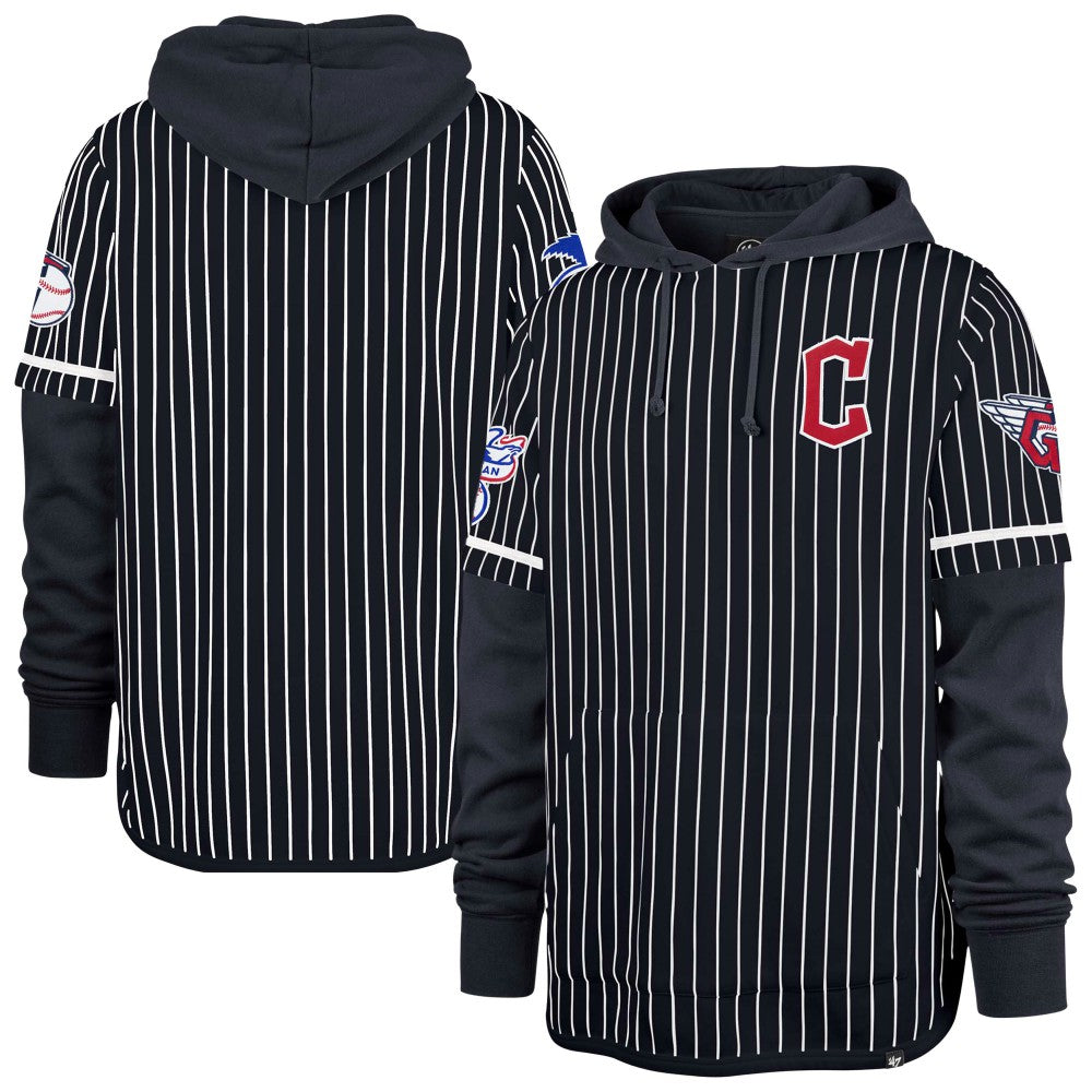 Cleveland Guardians Pinstripe Double Header Pullover Hoodie Navy