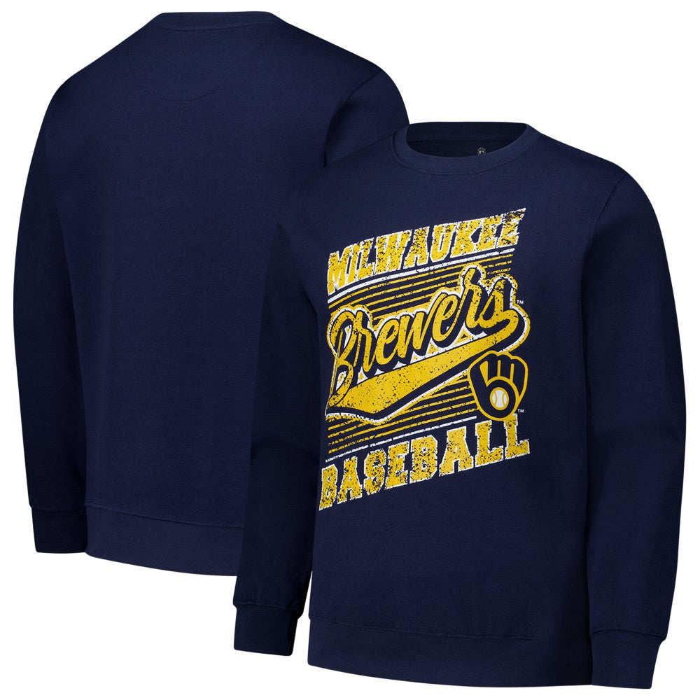 Milwaukee Brewers Stitches Lightweight Crew Sweatshirt Navy