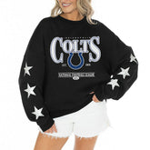 Indianapolis Colts Gameday Couture Women's Rhinestone Star Sleeve Settle the Score Oversized Tri-Blend Pullover - Black on sale