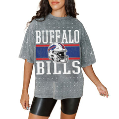 Buffalo Bills Gameday Couture Women's Oversized Mini Rhinestone Classic T-Shirt - Gray online