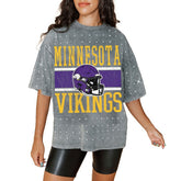 Minnesota Vikings Gameday Couture Women's Oversized Mini Rhinestone Classic T-Shirt - Gray for sale