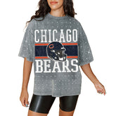 Chicago Bears Gameday Couture Women's Oversized Mini Rhinestone Classic T-Shirt - Gray outlet