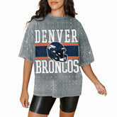 Denver Broncos Gameday Couture Women's Oversized Mini Rhinestone Classic T-Shirt - Gray online