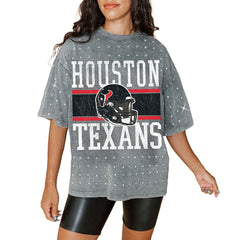 Houston Texans Gameday Couture Women's Oversized Mini Rhinestone Classic T-Shirt - Gray outlet