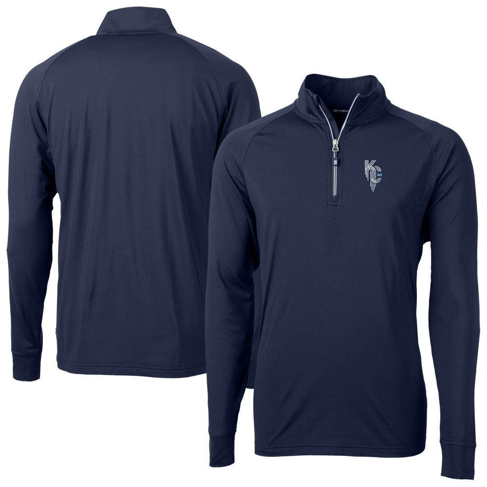 Kansas City Royals Cutter & Buck Adapt Eco Knit Stretch Recycled Quarter-Zip Pullover Top Navy