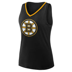 Boston Bruins Logo Athletic Women's Stellar Win V-Neck Tank Top - Black Tank Top